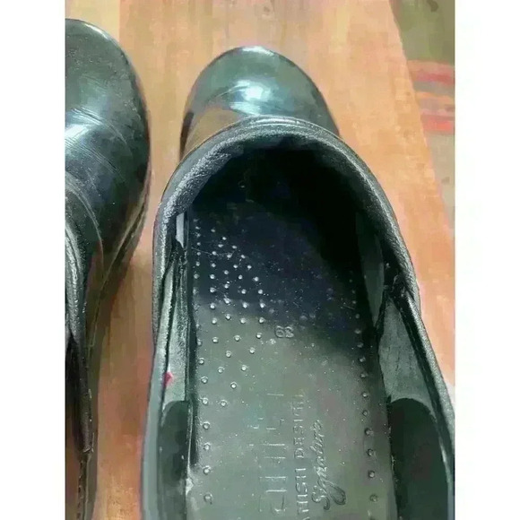 Sanita Signature Original Black Sparkle Glitter Patent Leather Danish Clog,sz 39 - Picture 11 of 14